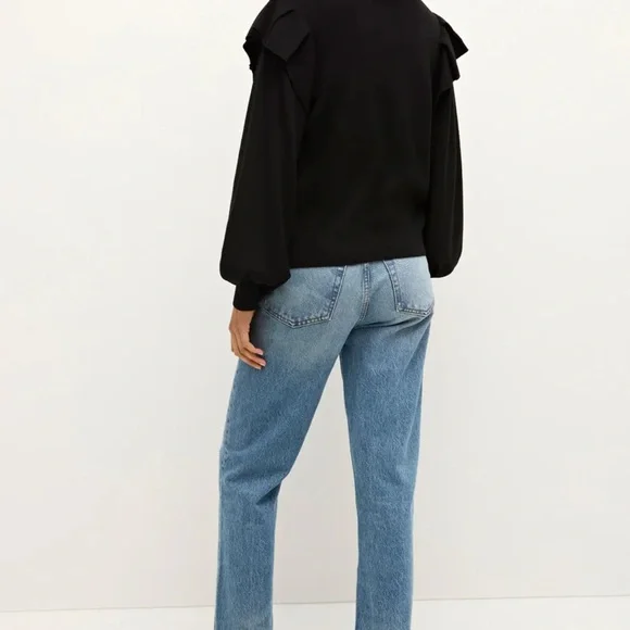 Marie Oliver Remi Popover Black Ruffled Sweater Women’s size small - Picture 8 of 9